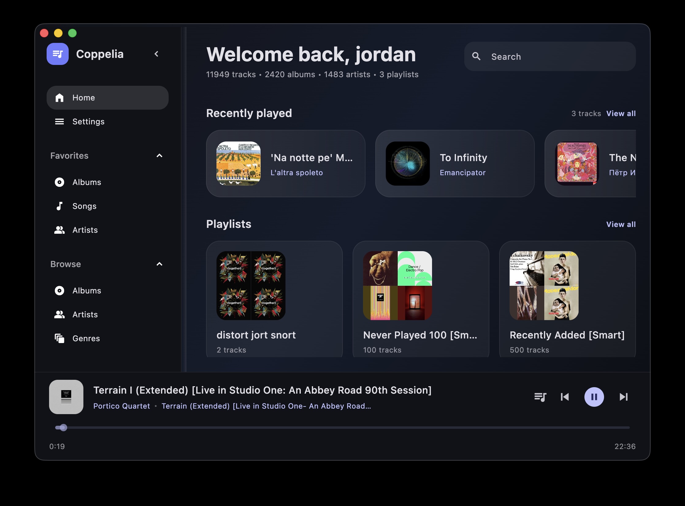 Coppelia desktop home